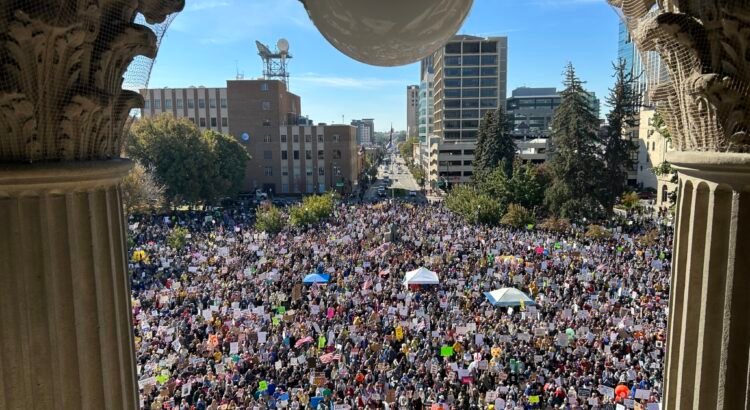 Miles de habitantes de Idaho participan en la protesta anti-Trump No Kings de Boise en el Capitolio estatal. Miles de habitantes de Idaho participan en la protesta anti-Trump No Kings de Boise en el Capitolio estatal.